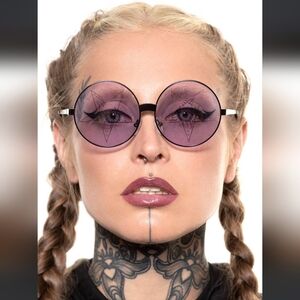 Killstar Black and Purple Round Sunglasses